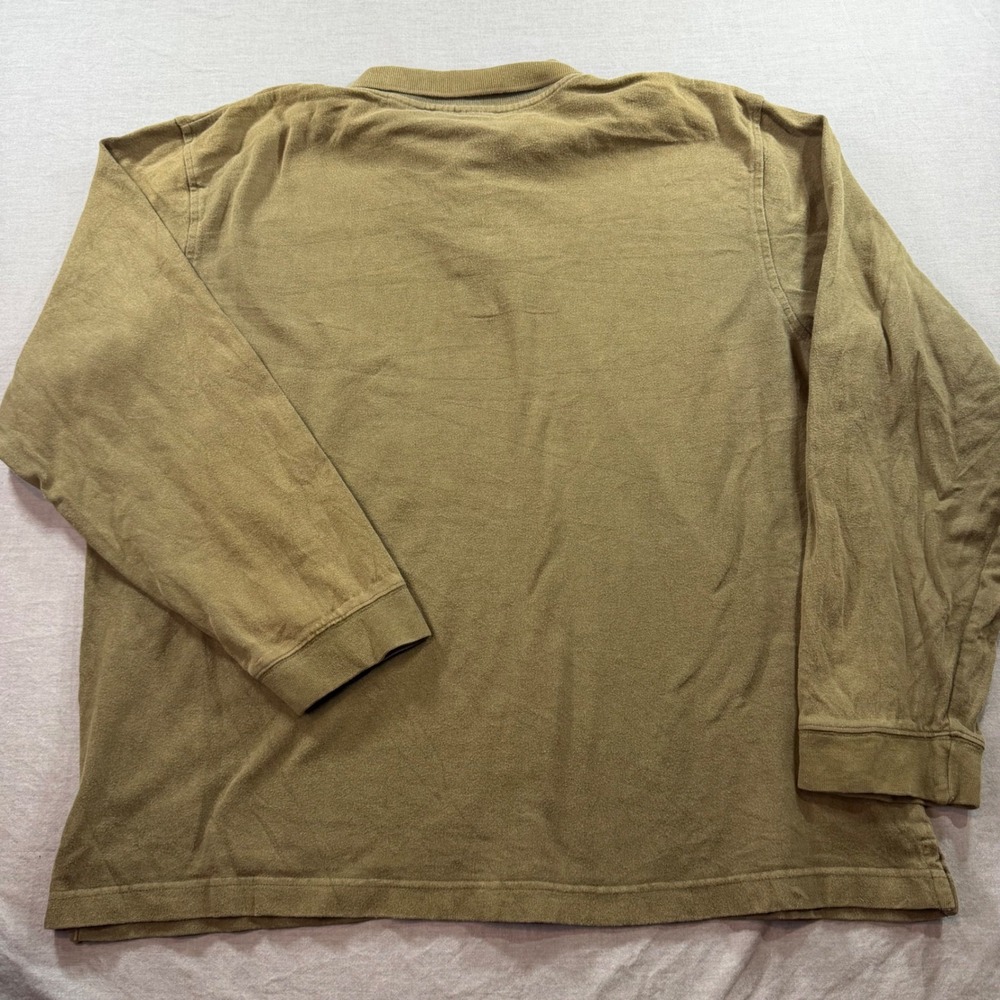 Timberland Long Sleeve Polo Mens XL Olive Green Excellent Striped Cotton Shirt - Picture 7 of 7